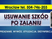 Usuwanie szkód po zalaniu, cennik tel. 504-746-203, Wrocław. Dezynfekcja